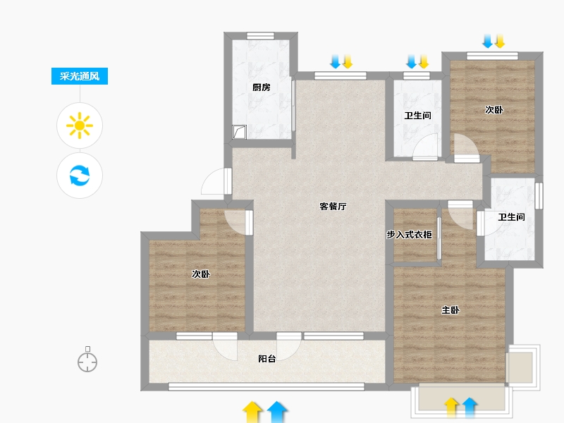 山东省-青岛市-海信九贤府-96.00-户型库-采光通风