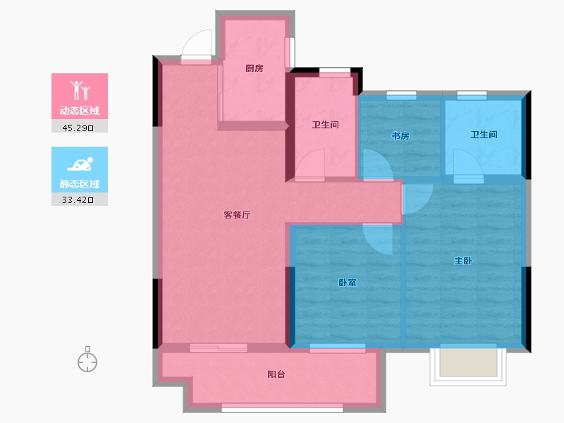 浙江省-嘉兴市-绿城滨河鸣翠府-69.67-户型库-动静分区