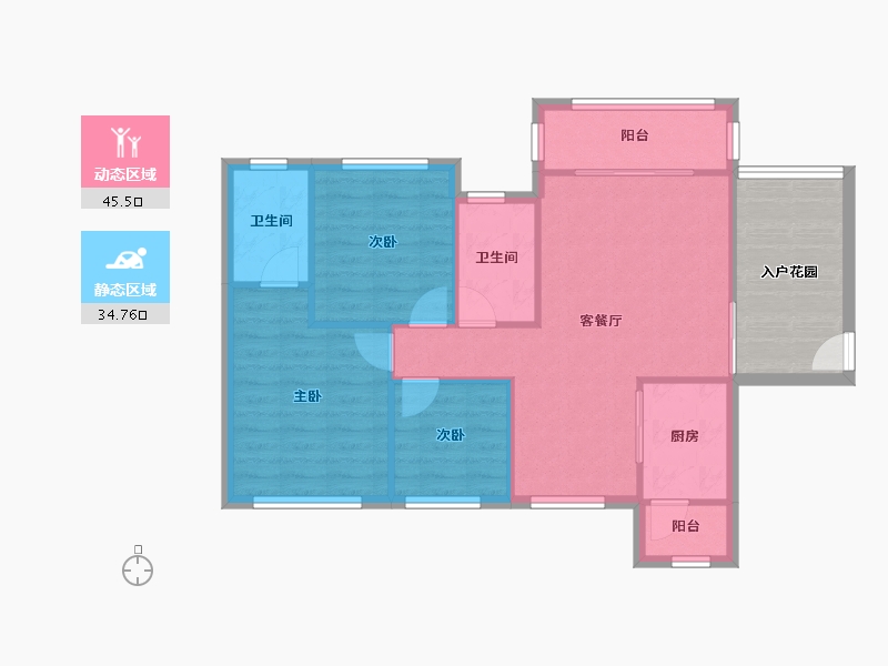 广东省-中山市-龙光海悦华庭-68.26-户型库-动静分区