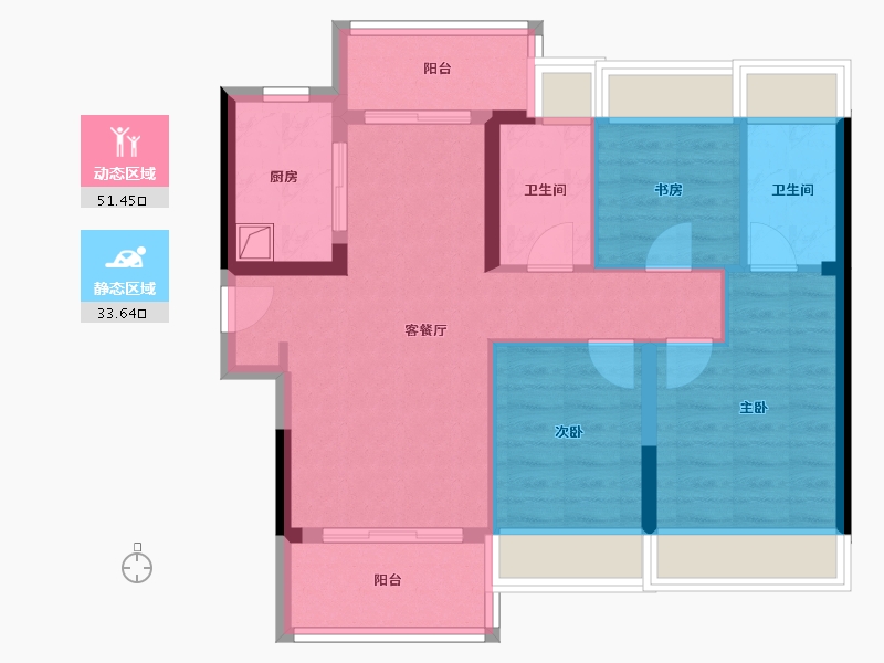 广东省-珠海市-华发琴澳新城四季半岛-83.20-户型库-动静分区