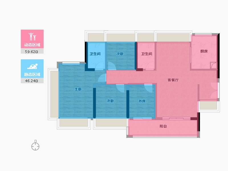 广东省-佛山市-电建地产·岭南华曦府-94.40-户型库-动静分区