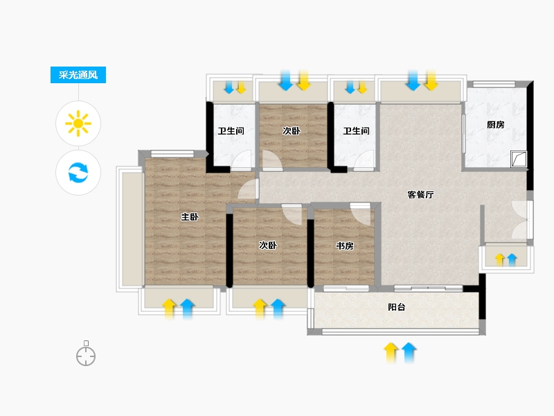 广东省-佛山市-电建地产·岭南华曦府-94.40-户型库-采光通风