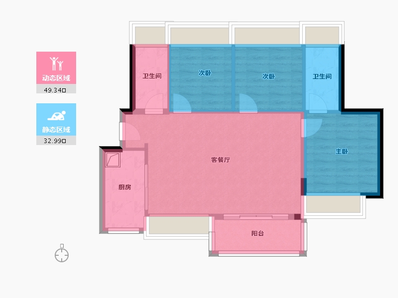 广东省-东莞市-金众柏悦公馆-74.25-户型库-动静分区