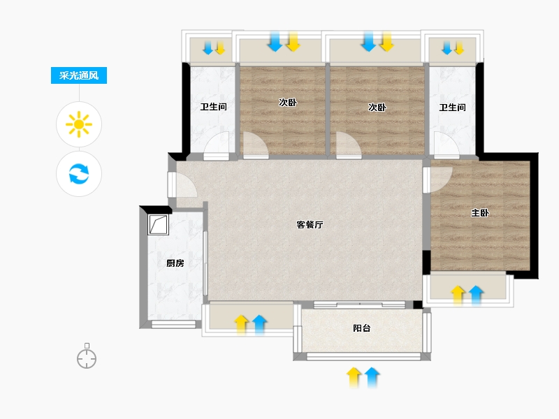 广东省-东莞市-金众柏悦公馆-74.25-户型库-采光通风