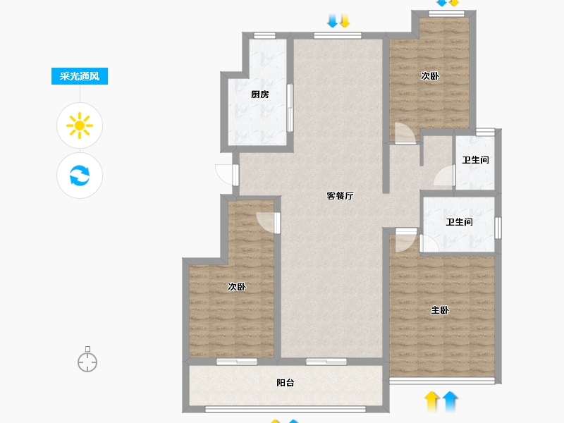 江苏省-苏州市-江南平安里小区-122.00-户型库-采光通风