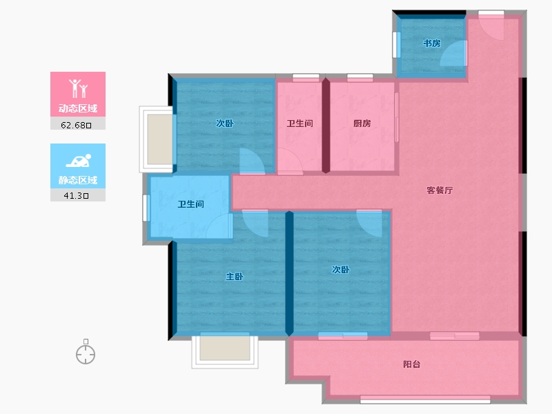 广东省-江门市-侨雅嘉裕花园-98.95-户型库-动静分区