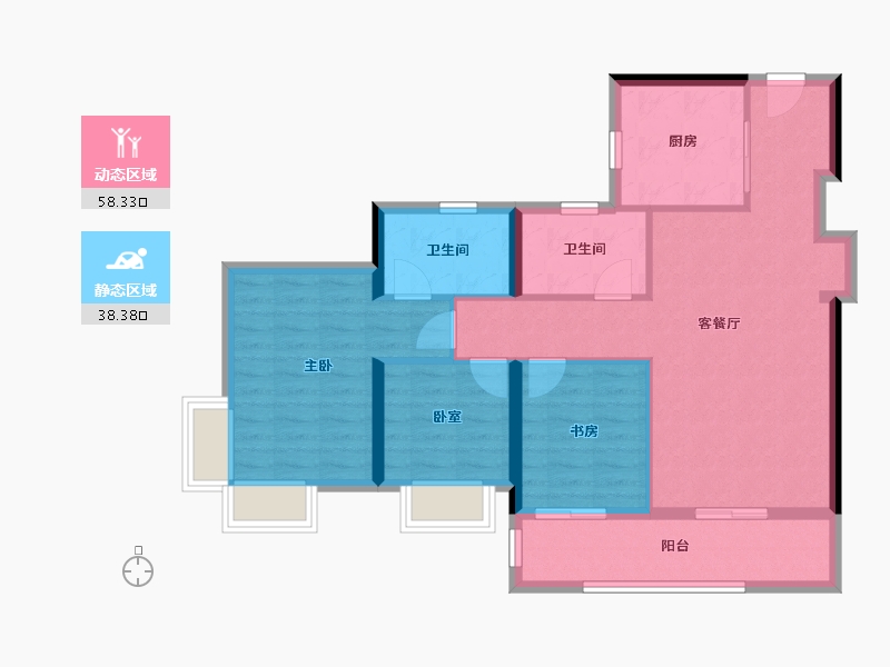 广东省-佛山市-电建地产·岭南华曦府-86.57-户型库-动静分区