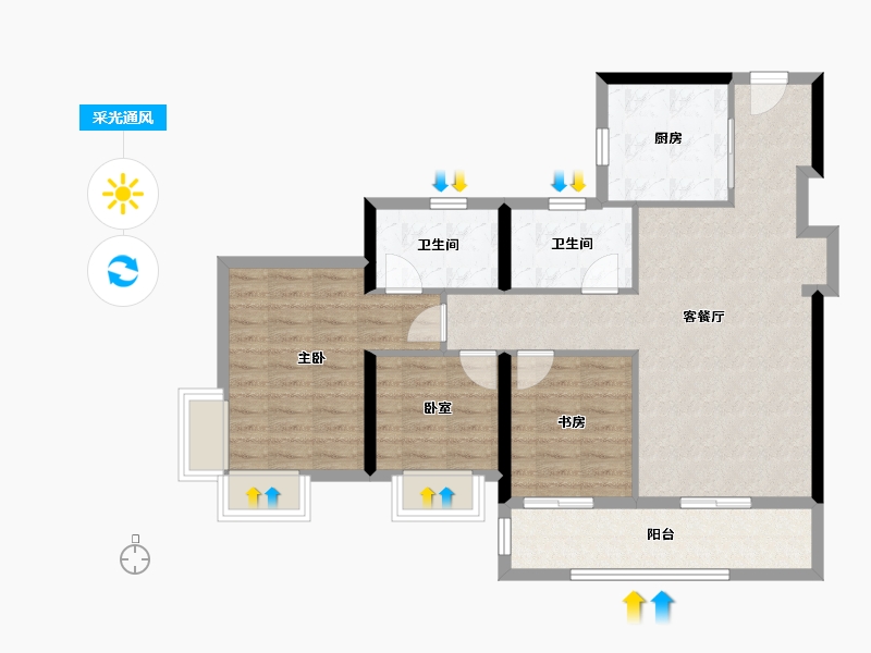 广东省-佛山市-电建地产·岭南华曦府-86.57-户型库-采光通风