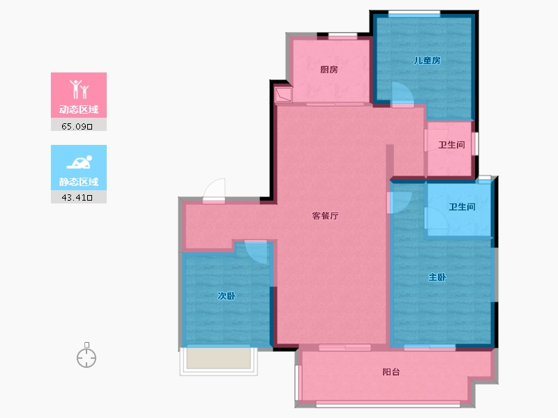 河南省-信阳市-中国铁建西派澜岸-96.80-户型库-动静分区