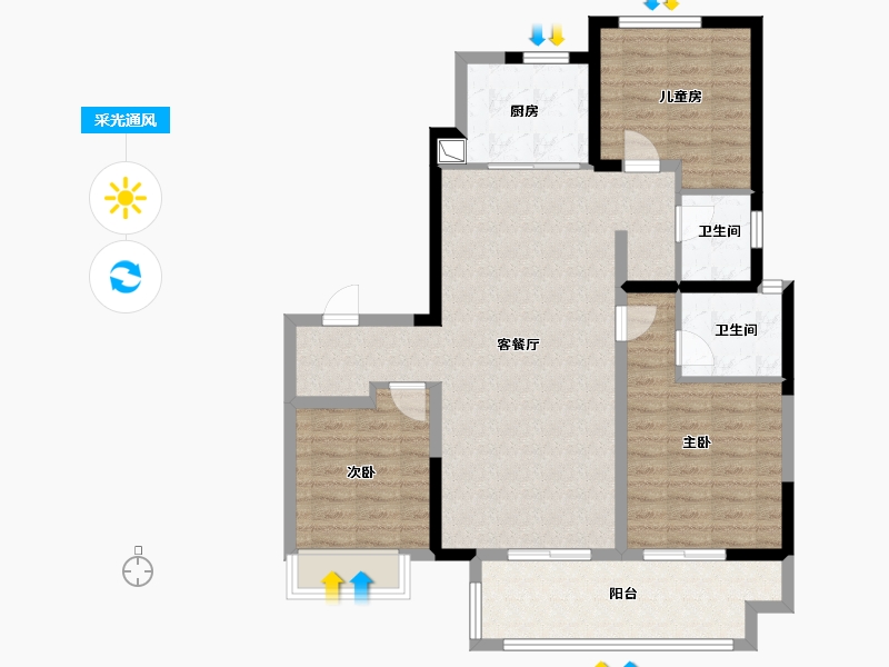 河南省-信阳市-中国铁建西派澜岸-96.80-户型库-采光通风