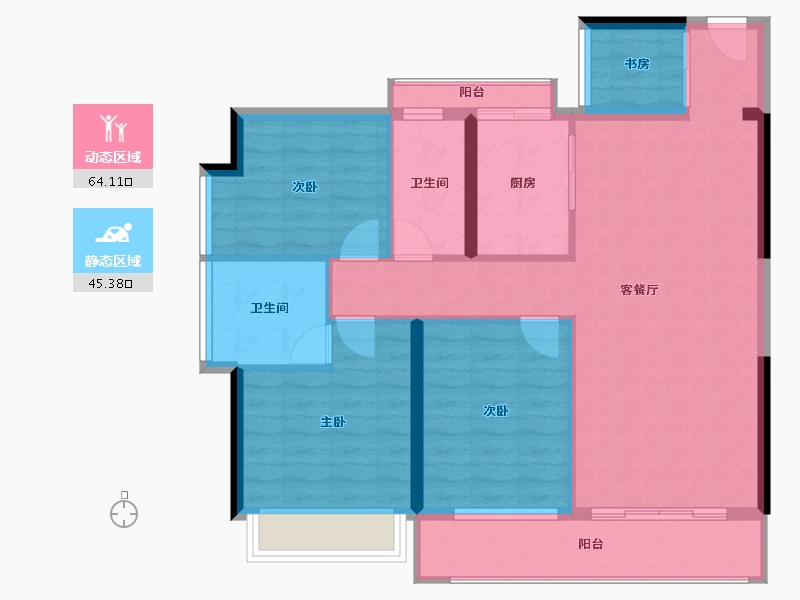 广东省-江门市-侨雅嘉裕花园-98.95-户型库-动静分区