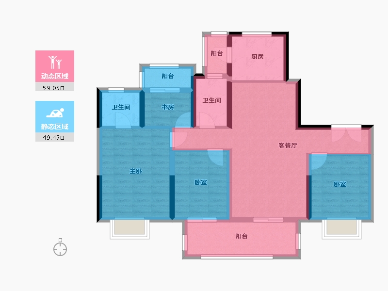 湖南省-株洲市-旗滨公园里-121.86-户型库-动静分区