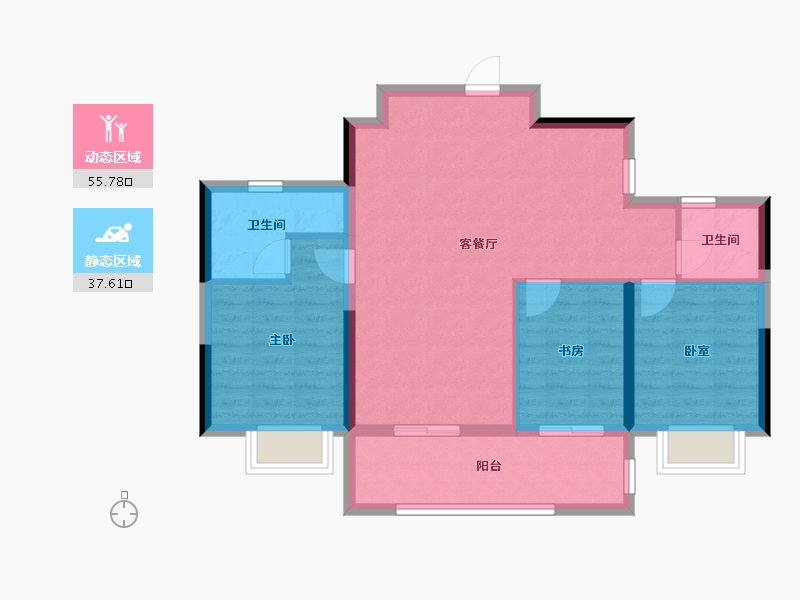 浙江省-杭州市-龙湖亚伦·金沙御湖境-84.31-户型库-动静分区