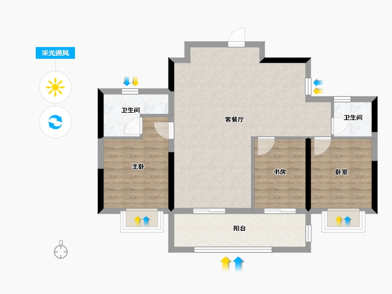 浙江省-杭州市-龙湖亚伦·金沙御湖境-84.31-户型库-采光通风