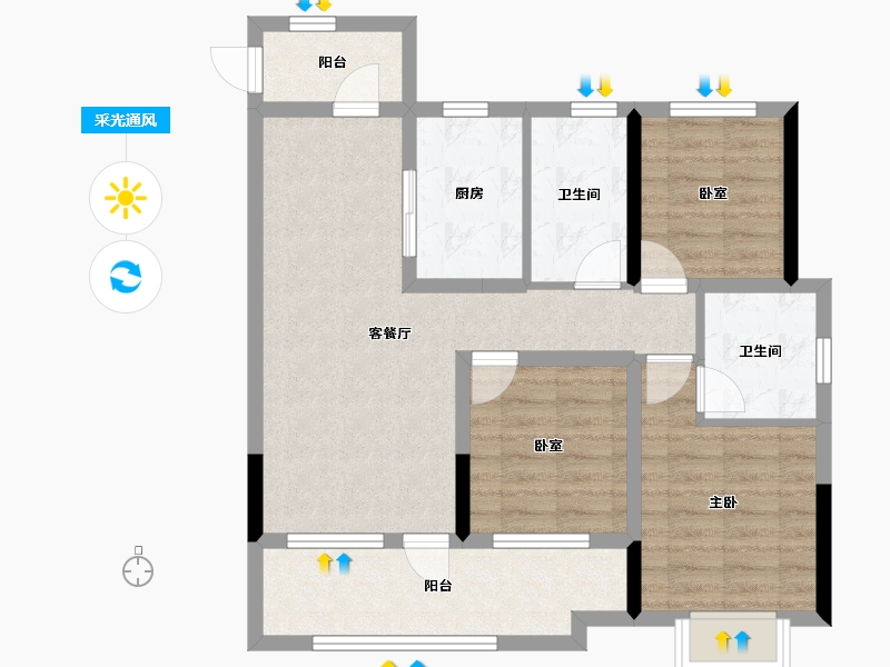 山东省-青岛市-保利云禧-91.00-户型库-采光通风