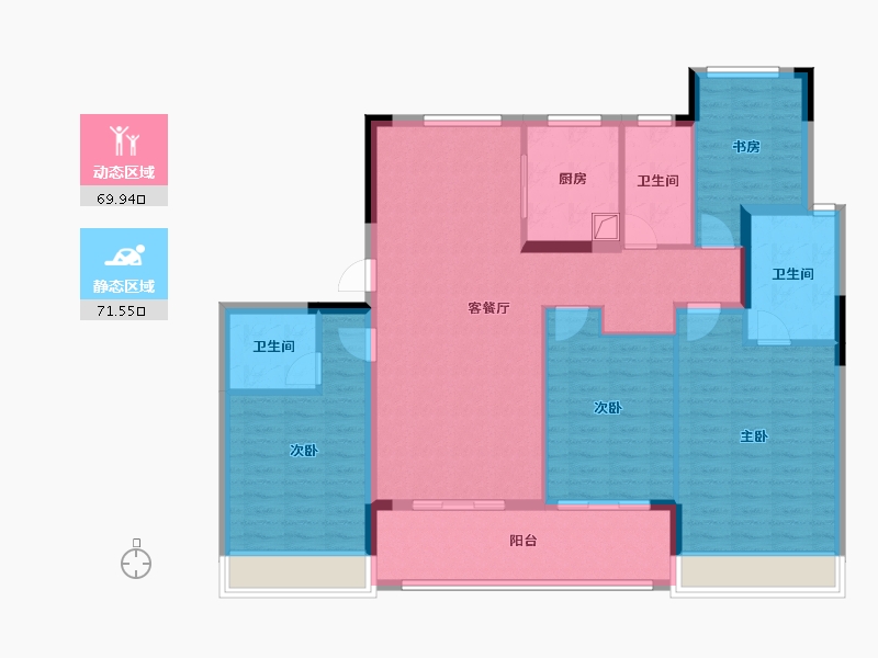 浙江省-杭州市-叠印里-133.60-户型库-动静分区