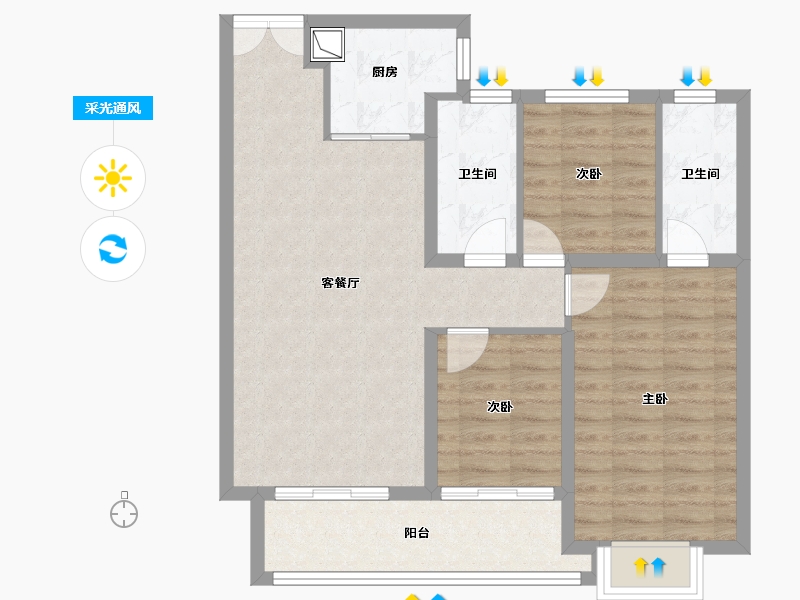 河北省-保定市-愉景-97.60-户型库-采光通风