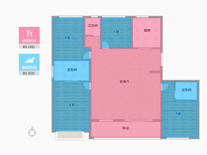 浙江省-金华市-云峯ONE-156.00-户型库-动静分区