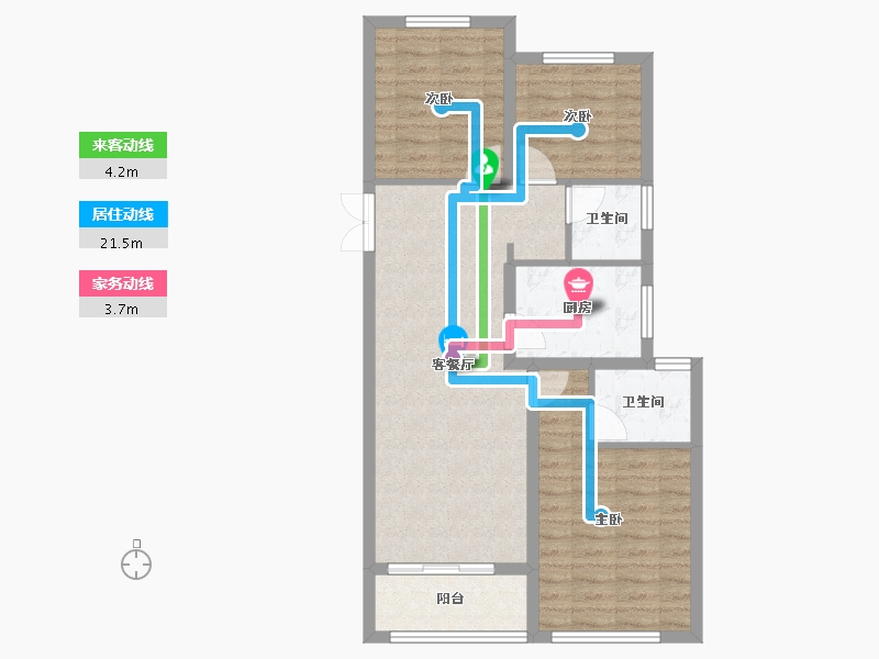 浙江省-金华市-锦绣翠屏-84.80-户型库-动静线