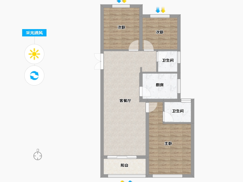 浙江省-金华市-锦绣翠屏-84.80-户型库-采光通风