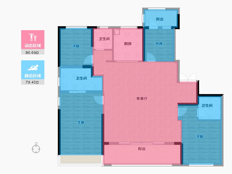 浙江省-杭州市-颂映传麒府-151.20-户型库-动静分区