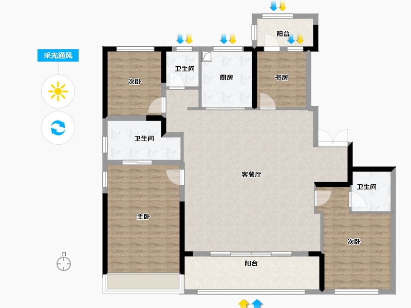 浙江省-杭州市-颂映传麒府-151.20-户型库-采光通风