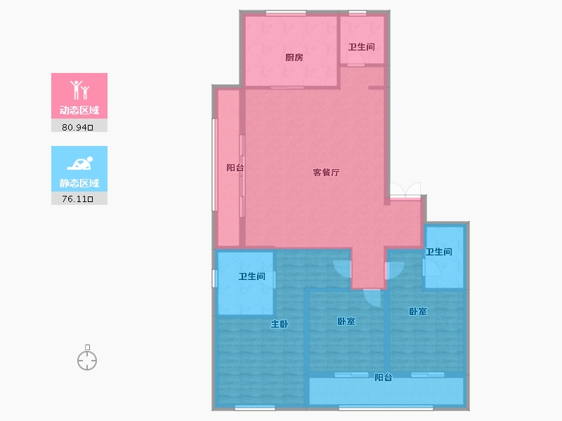 浙江省-金华市-云峯ONE-142.77-户型库-动静分区