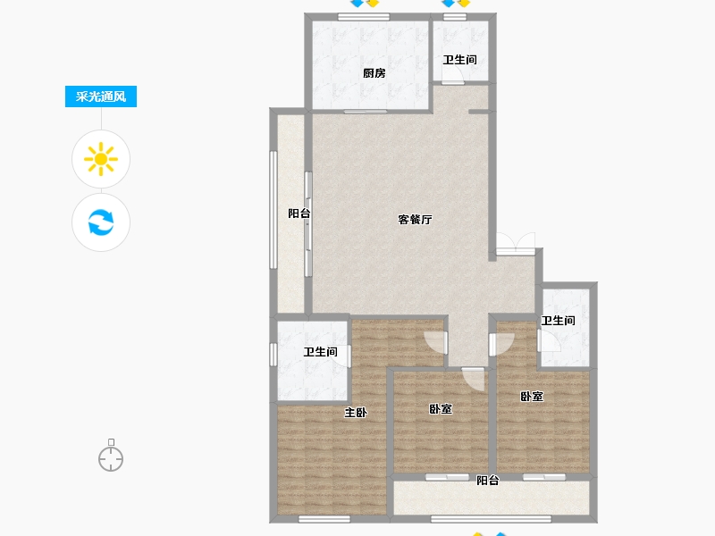 浙江省-金华市-云峯ONE-142.77-户型库-采光通风