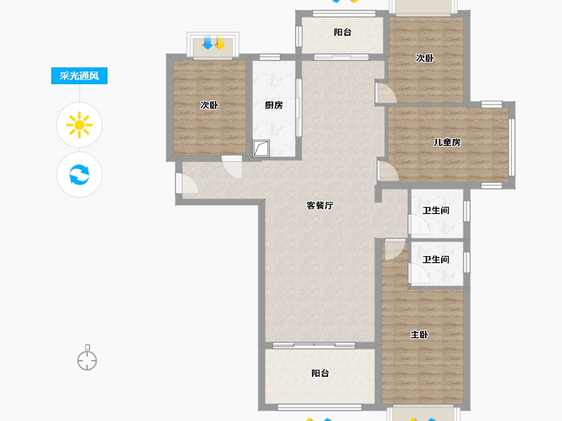 湖北省-宜昌市-领秀之江-132.80-户型库-采光通风