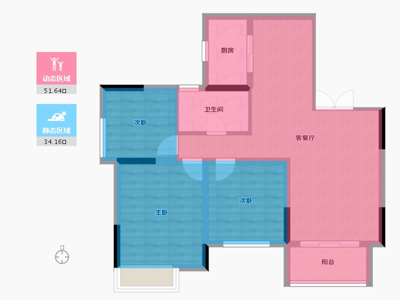 江苏省-苏州市-明日星洲-88.00-户型库-动静分区