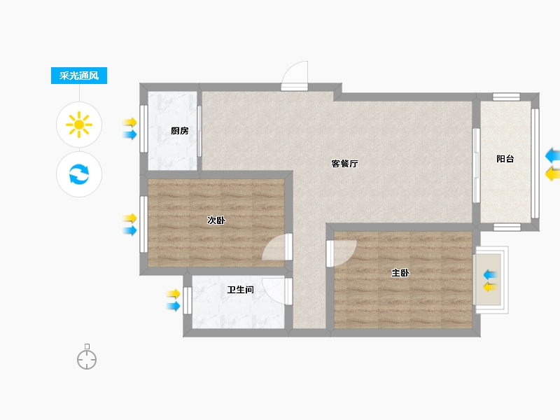 陕西省-咸阳市-景观新城-71.20-户型库-采光通风