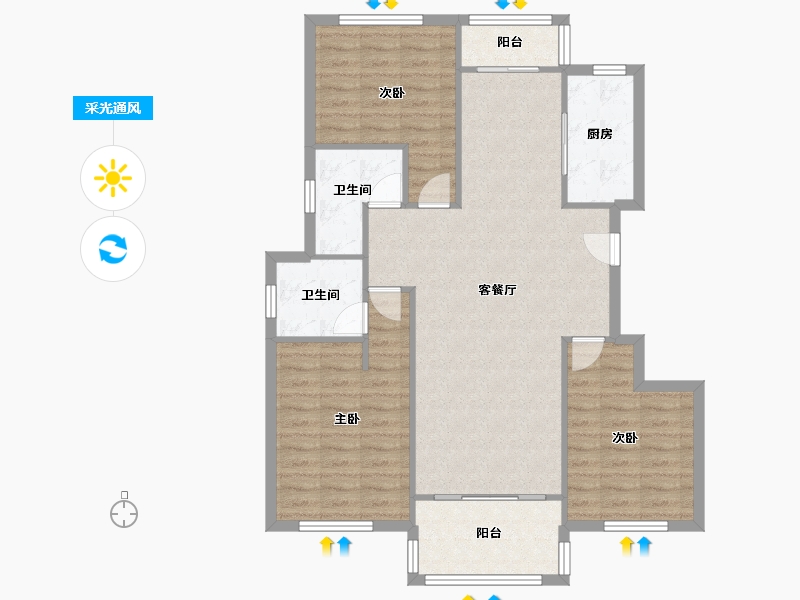 浙江省-嘉兴市-新城花苑-南区-100.80-户型库-采光通风