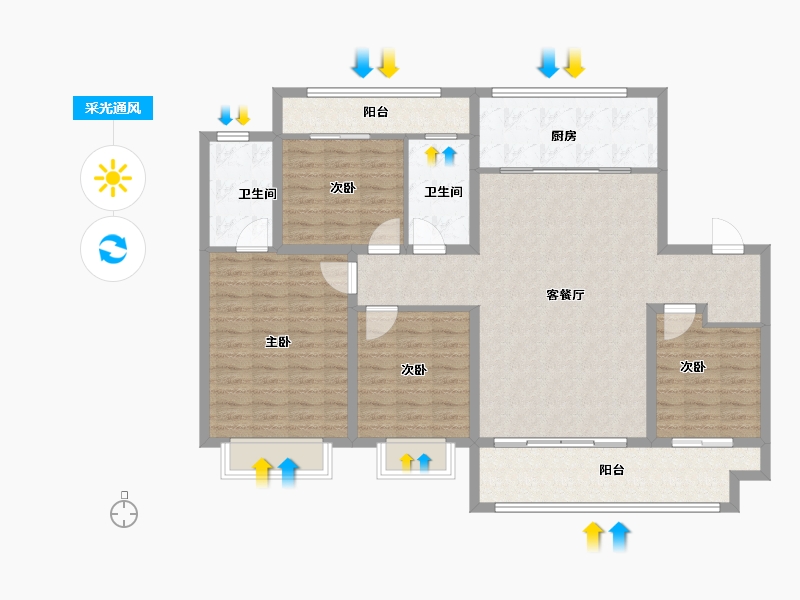 河北省-石家庄市-东南智汇城-西区-124.80-户型库-采光通风