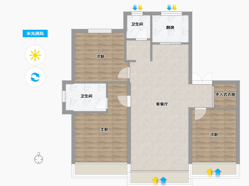 黑龙江省-佳木斯市-伟业悦府-116.80-户型库-采光通风