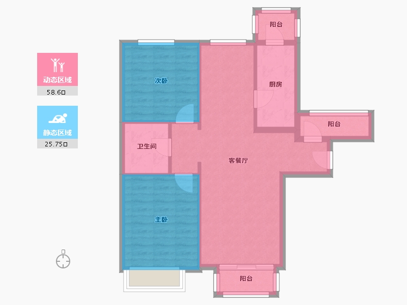 北京-北京市-世华泊郡-84.80-户型库-动静分区