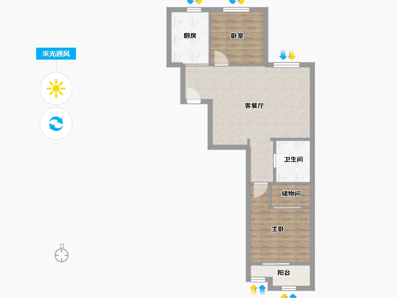 浙江省-杭州市-上岛公馆-71.20-户型库-采光通风