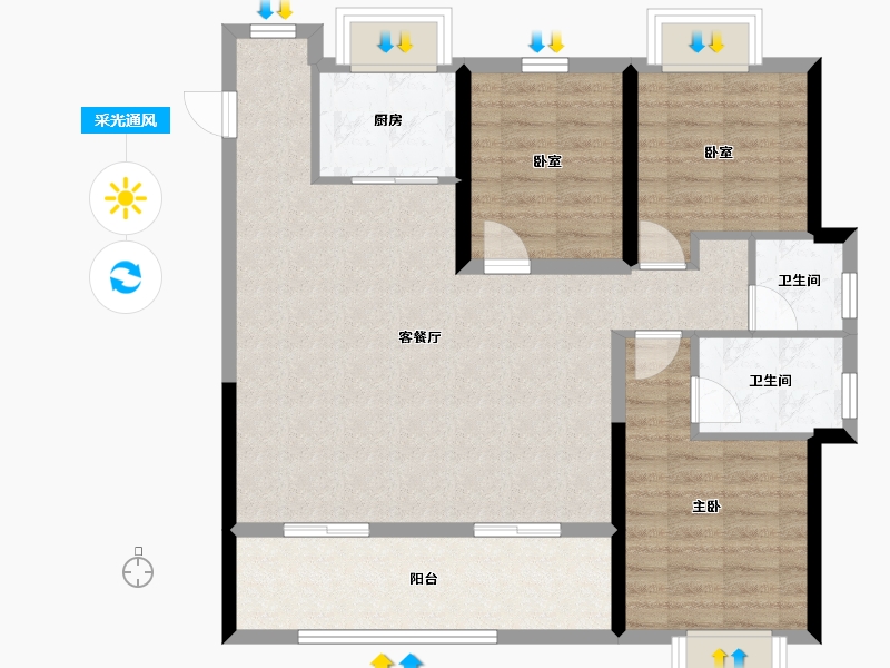 湖北省-武汉市-中建福地星城-92.97-户型库-采光通风