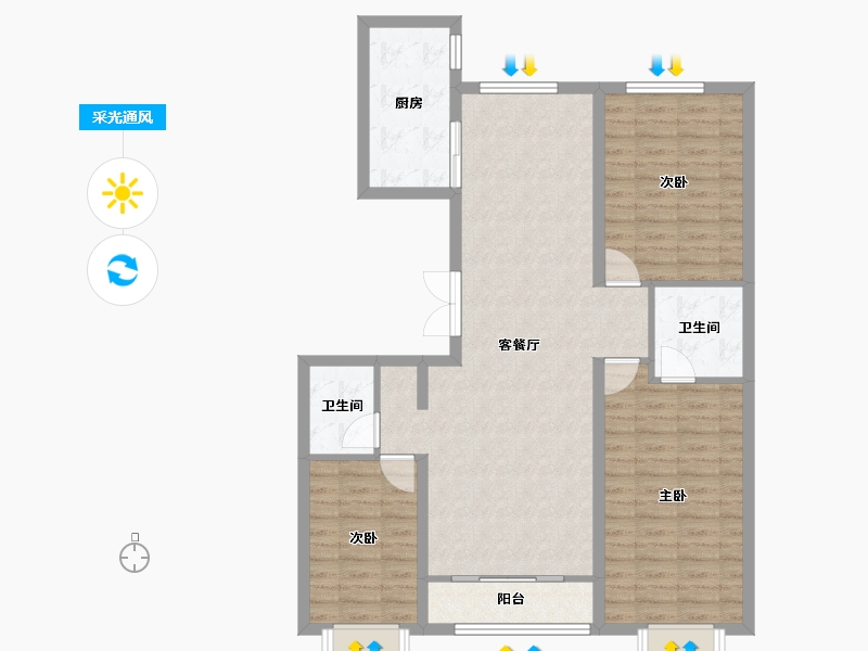 山西省-大同市-学林宸院-111.00-户型库-采光通风