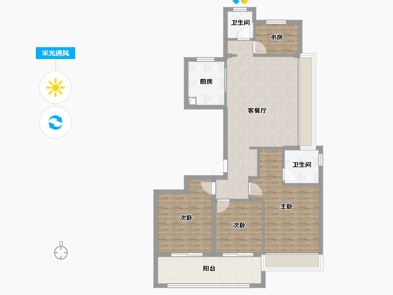 浙江省-温州市-乐宸府-104.00-户型库-采光通风