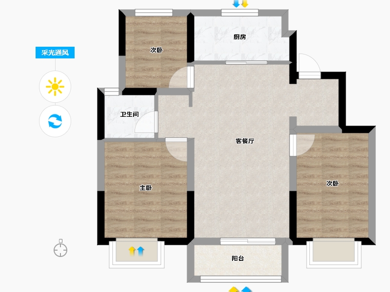 天津-天津市-中建城崇和湾-78.00-户型库-采光通风