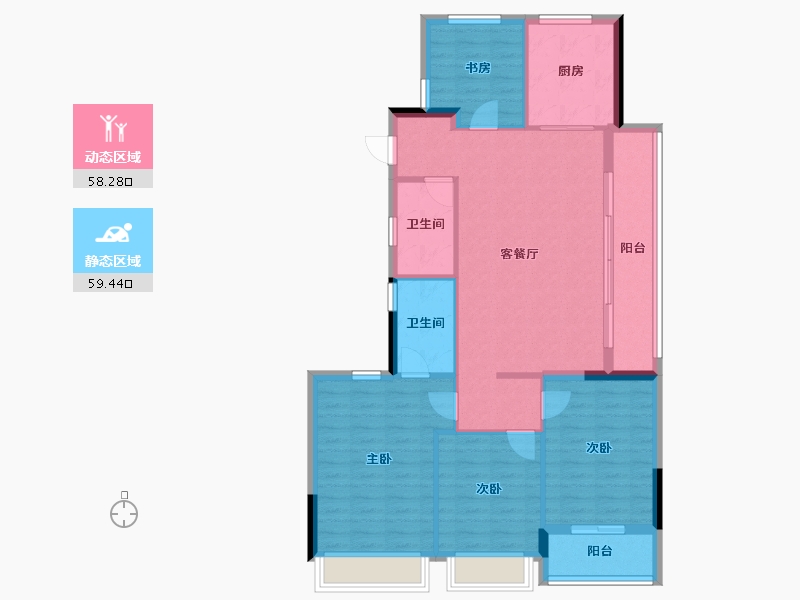 浙江省-杭州市-蓝城琉翠轩-107.05-户型库-动静分区