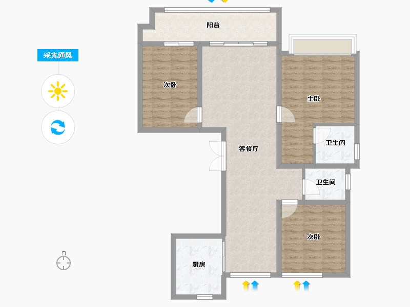 山东省-济南市-兴宇君樾-103.65-户型库-采光通风