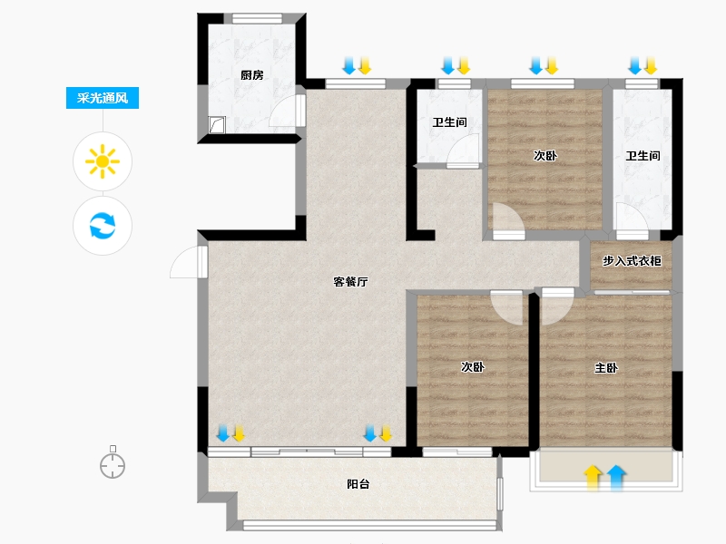 河南省-濮阳市-华信学府水岸-102.40-户型库-采光通风