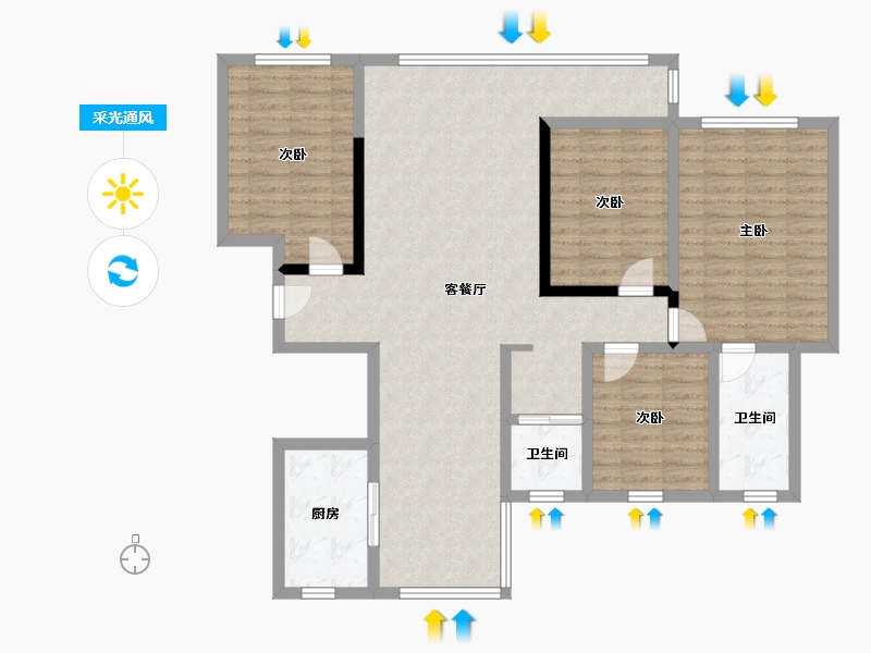 宁夏回族自治区-银川市-宁夏中房玺悦湾-96.00-户型库-采光通风