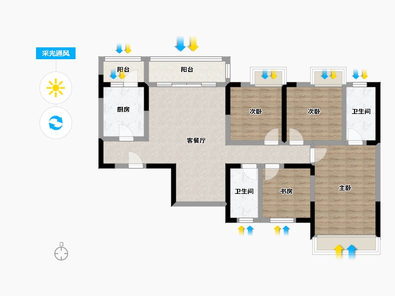 四川省-成都市-东部新区新民家园-103.20-户型库-采光通风