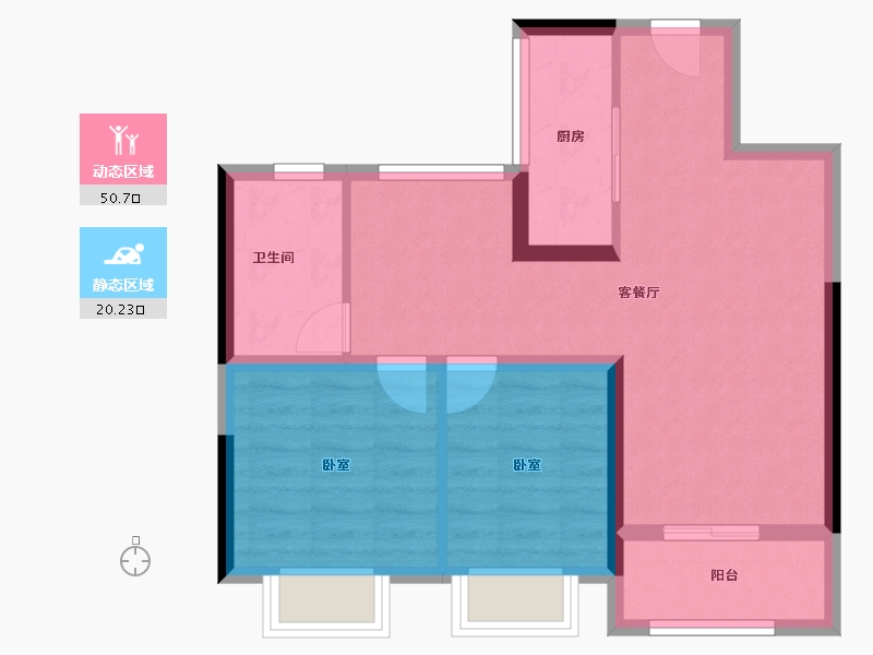 江苏省-无锡市-融创西羲里-71.20-户型库-动静分区