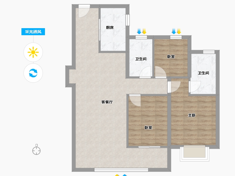 浙江省-宁波市-中海·江湾樾-82.12-户型库-采光通风