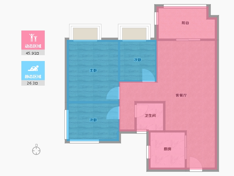 广东省-广州市-保利阅云台-71.30-户型库-动静分区