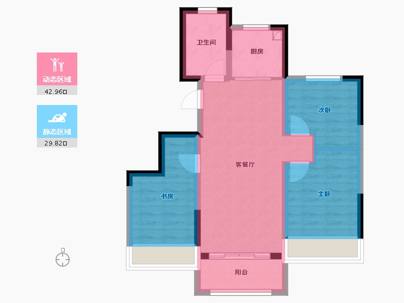 山西省-长治市-和平里 H户型-77.60-户型库-动静分区