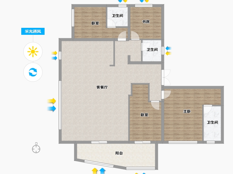 陕西省-西安市-华润置地港宸润府-151.21-户型库-采光通风